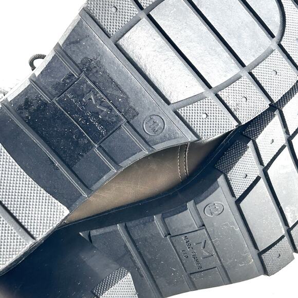 Marc Fisher Velima Heel Boots 11 Green Black NWOT Ankle Booties Combat Moto Lace - Picture 4 of 7